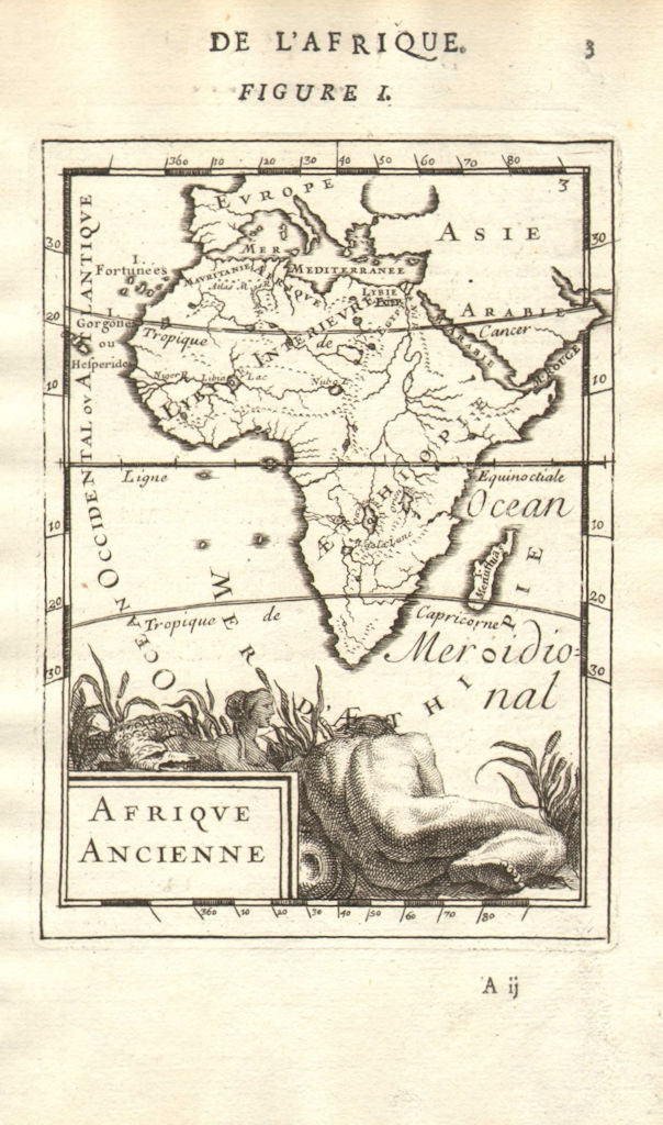 ANCIENT AFRICA. 'Afrique Ancienne'. Ethiopie. Iles Fortunées. MALLET 1683 map